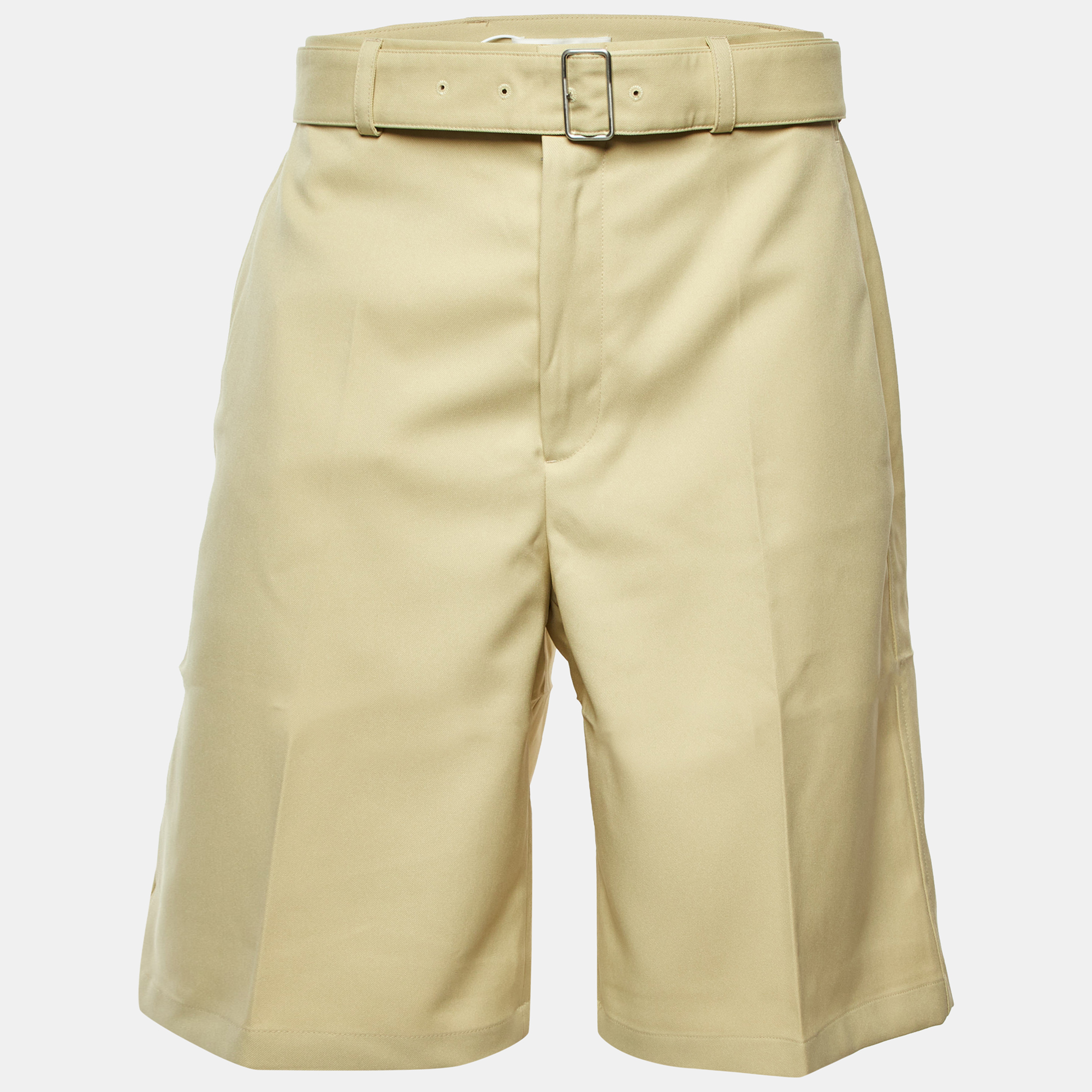 

Jil Sander Beige Gabardine Wide Leg Belted Shorts M