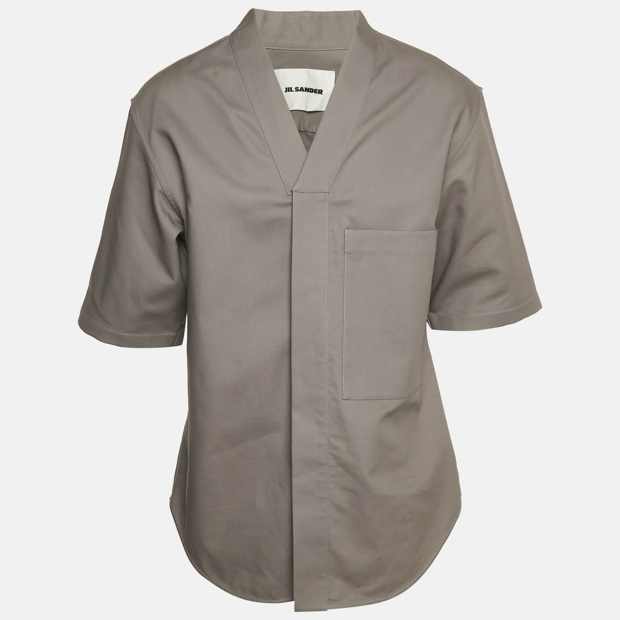 

Jil Sander Grey Cotton Kimono Collar Shirt L