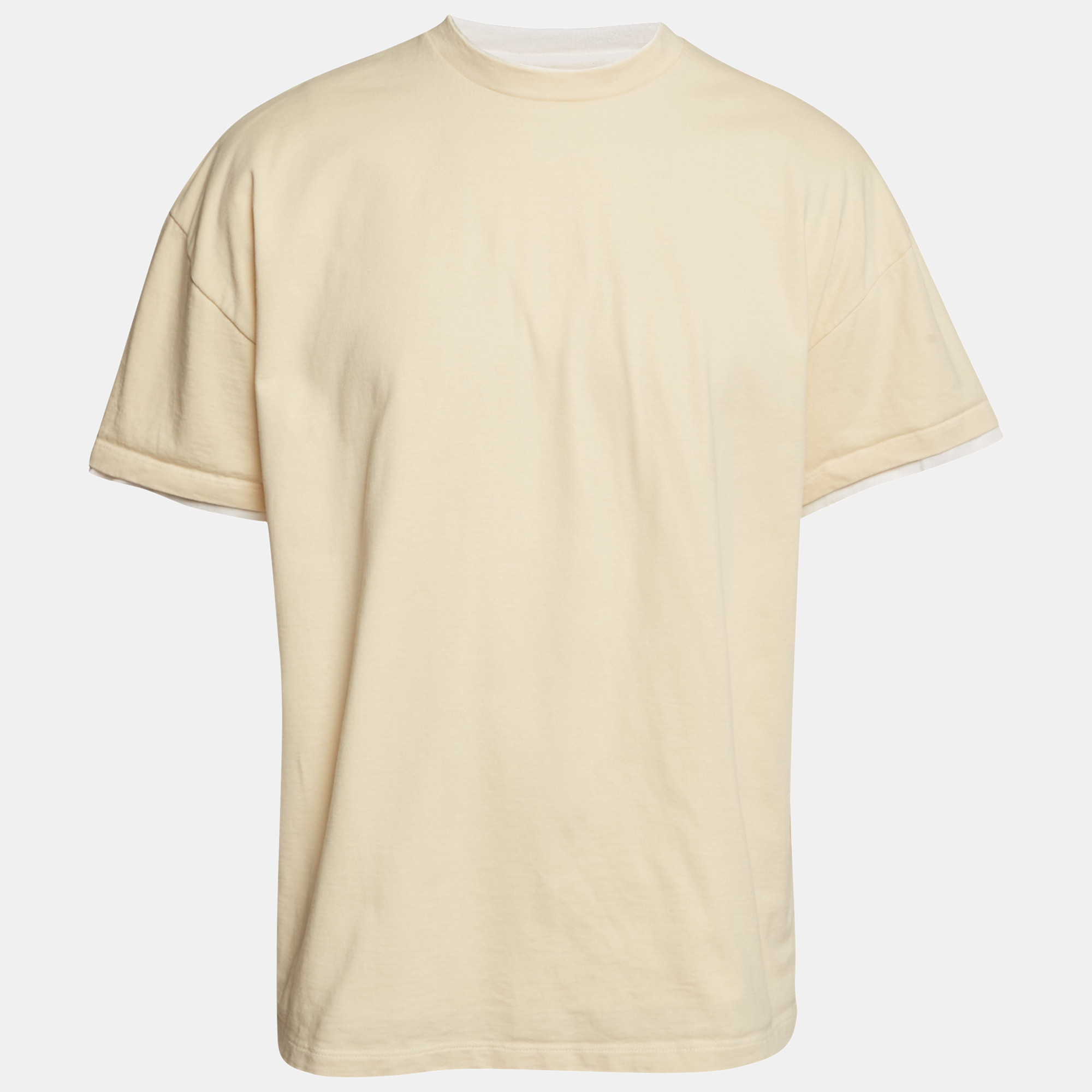 

Jil Sander Yellow Printed Jersey Layered T-Shirt M
