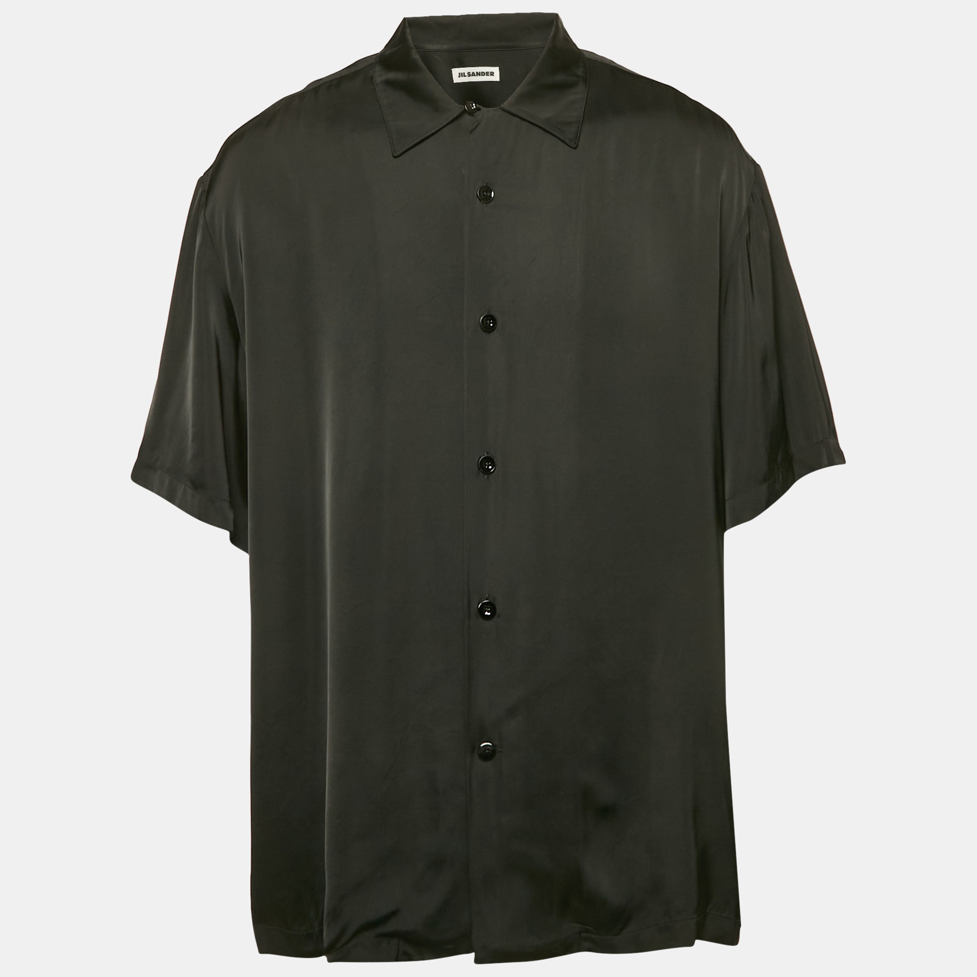 

Jil Sander Black Satin Button Front Half Sleeve Shirt XL
