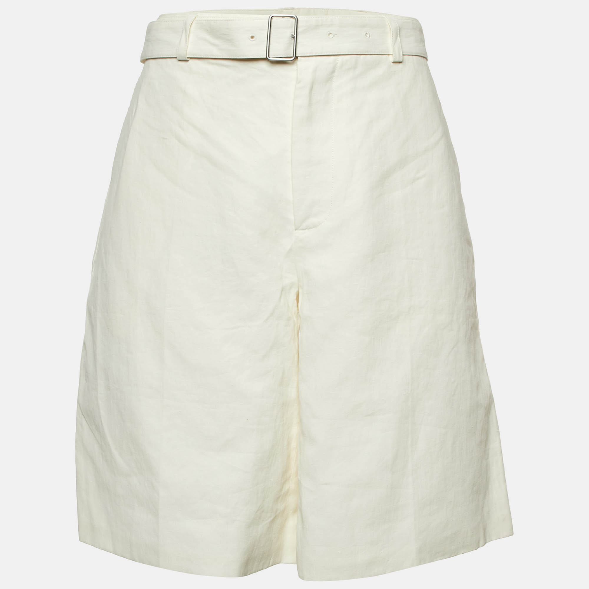 

Jil Sander Ivory Linen Wide Leg Shorts M, White