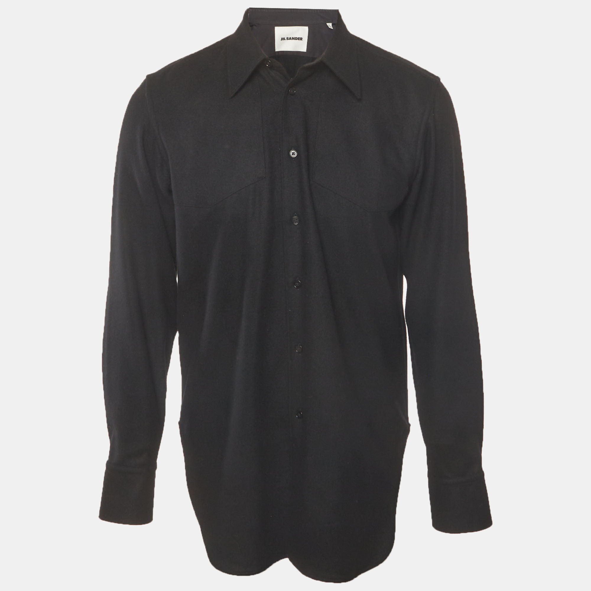 

Jil Sander Black Felt Button Front Long Sleeve Shirt L