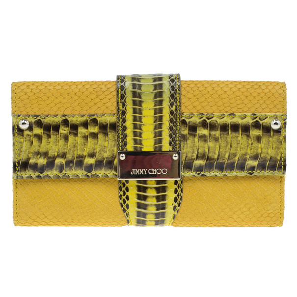 مملوكة مسبقًا Jimmy Choo Embossed Leather and Elaphe Uma Wallet