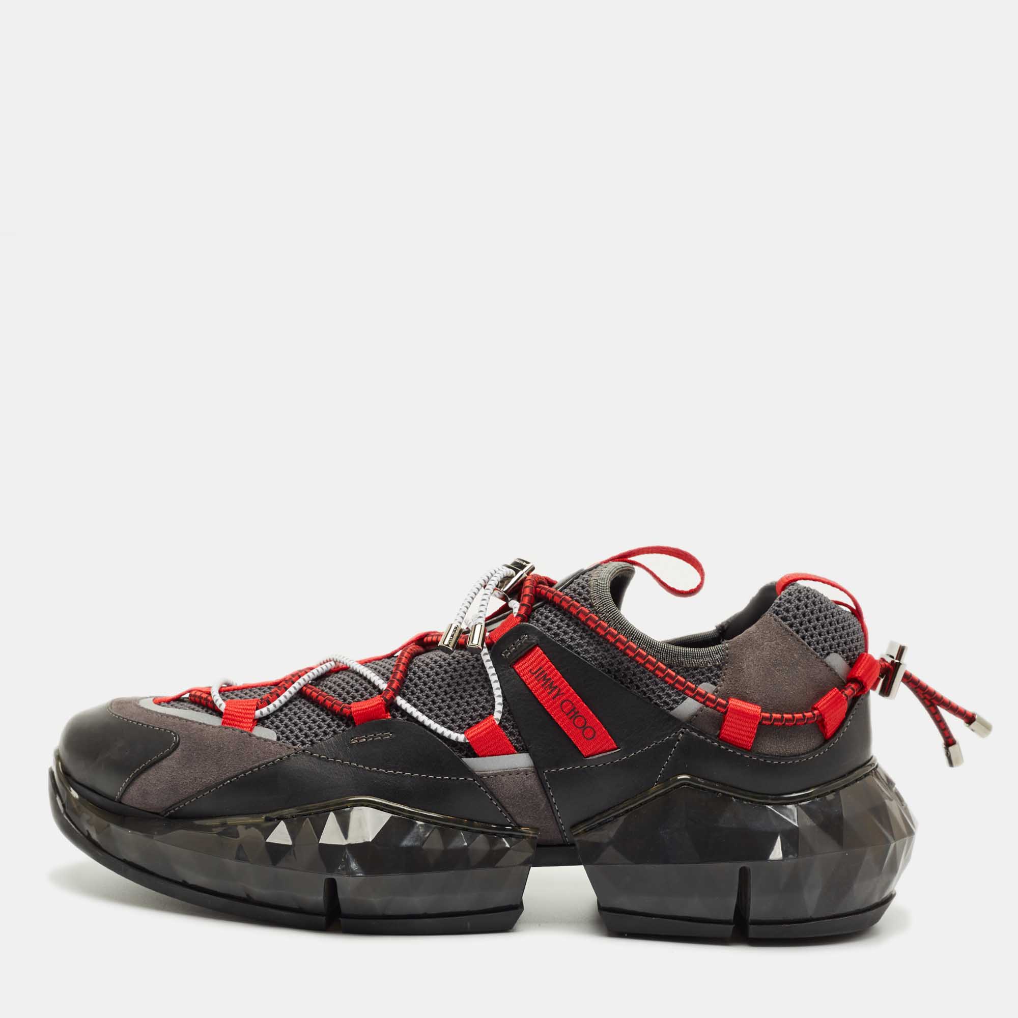 

Jimmy Choo Multicolor Leather and Mesh Diamond Trail Sneakers Size