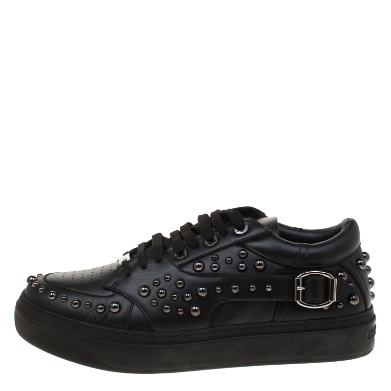 

Jimmy Choo Black Studded Leather Roman Sneakers Size