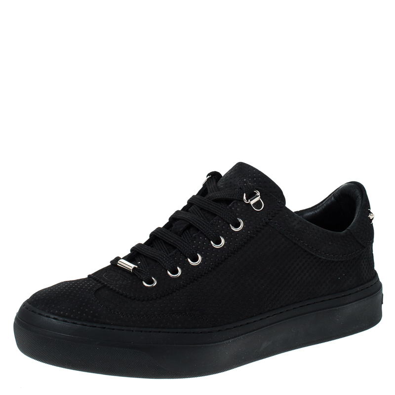 Jimmy Choo Black Nubuck Leather Ace Low Top Sneakers Size 42.5 Jimmy ...