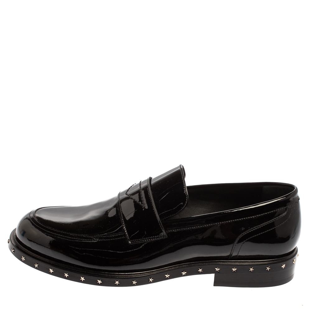 

Jimmy Choo Black Patent Leather Slip On Loafers Size 42