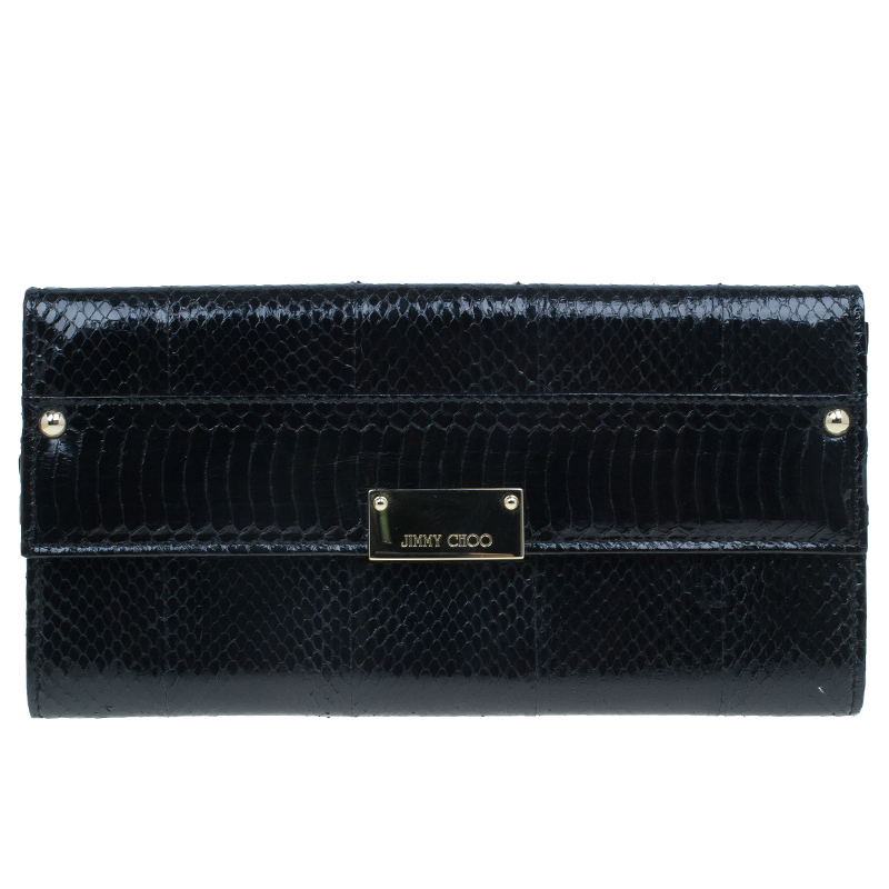 Pre Owned Jimmy Choo Black Snakeskin Reese Clutch