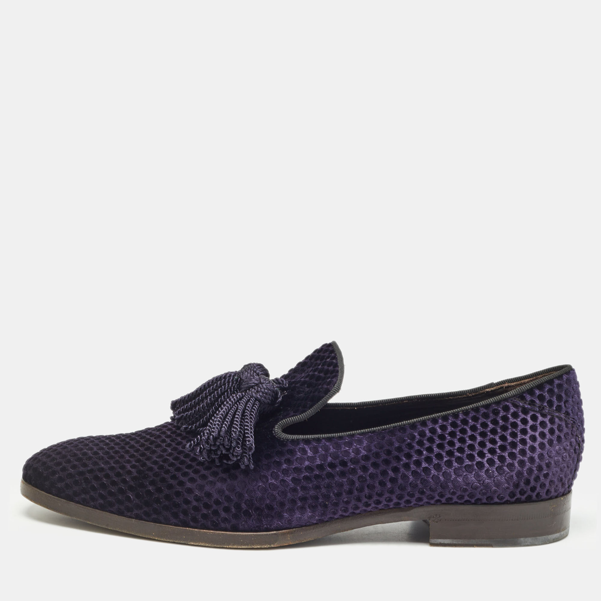 

Jimmy Choo Purple Velvet Slip On Loafers Size