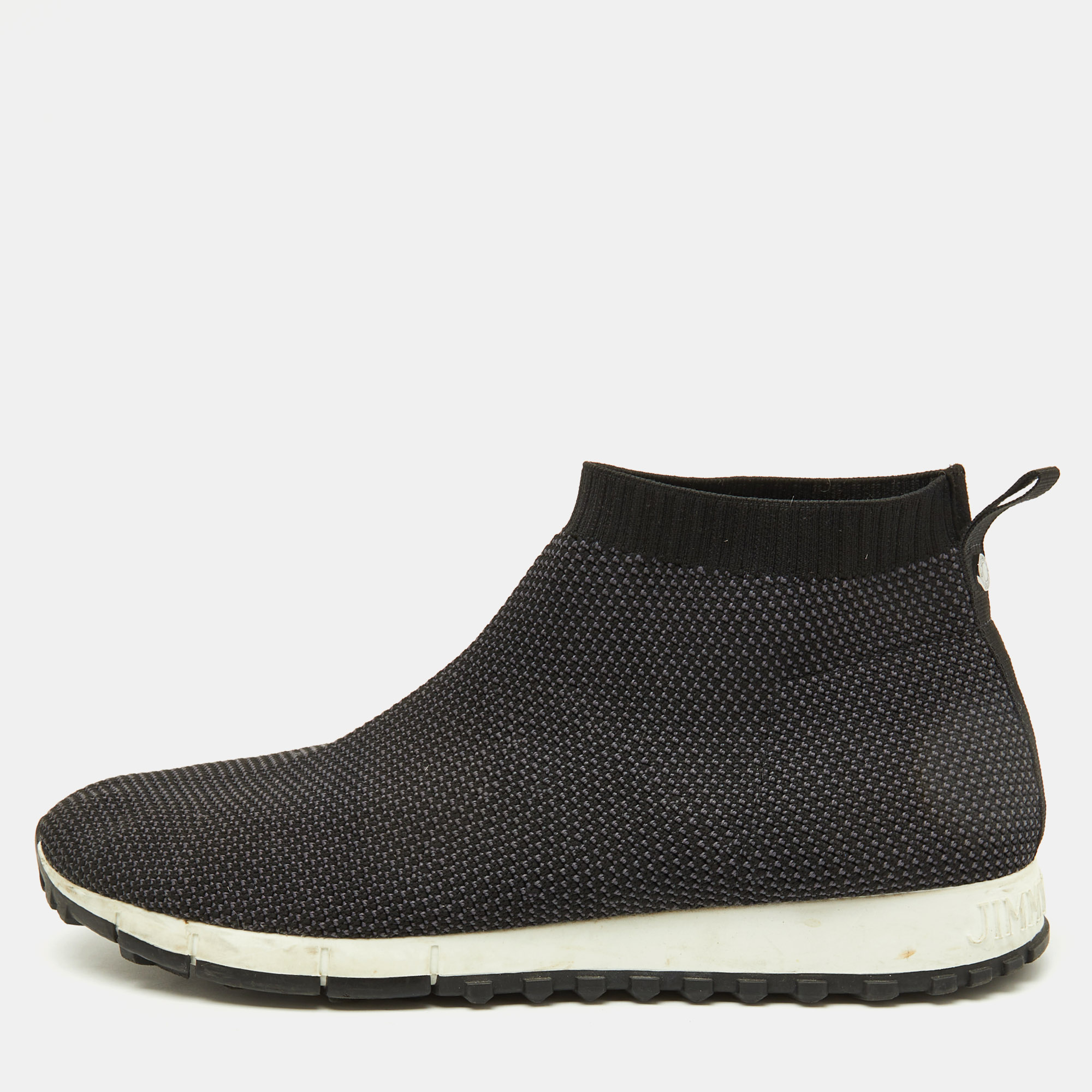 

Jimmy Choo Black/Grey Knit Fabric Socks Slip On Sneakers Size