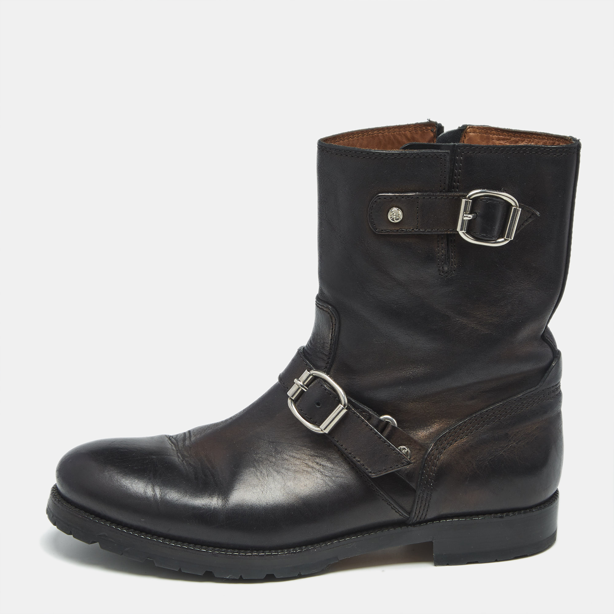 Pre-owned Jimmy Choo Black Leather Ankle Length Boots Size 43