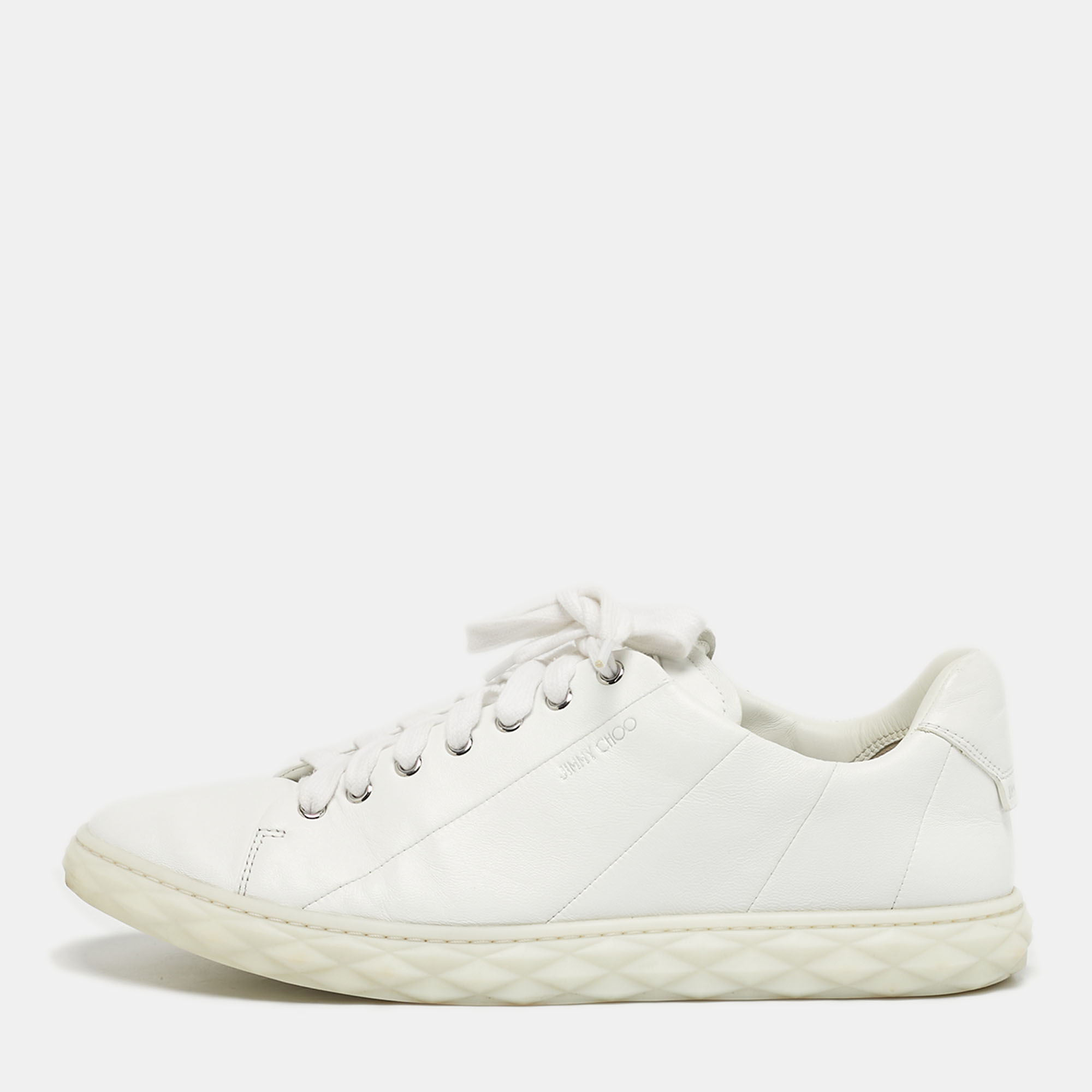 

Jimmy Choo White Leather Diamond Low Top Sneakers Size