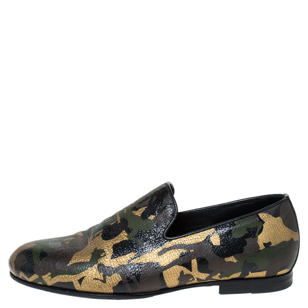 

Jimmy Choo Multicolor Camouflage Leather Sloane Smoking Slippers Size