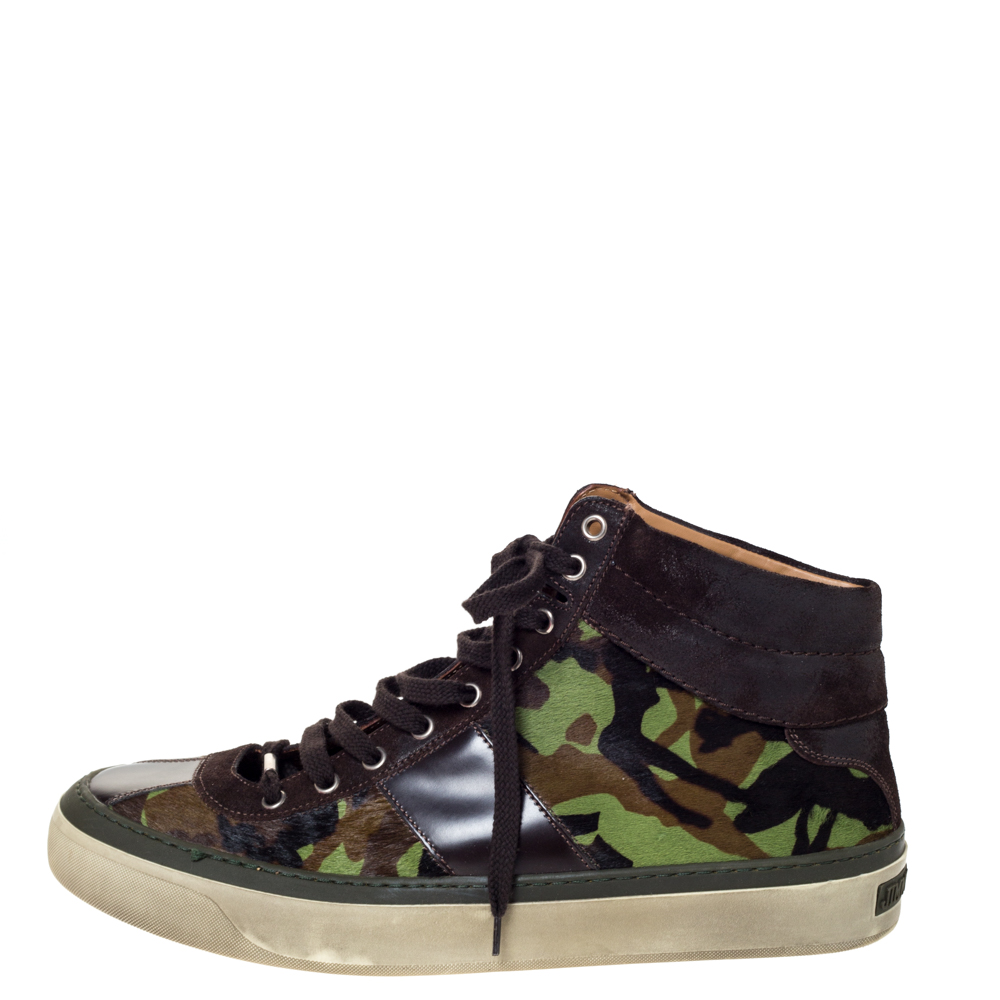 

Jimmy Choo Camouflage Printed Pony Hair Belgravia High Top Sneakers Size, Multicolor