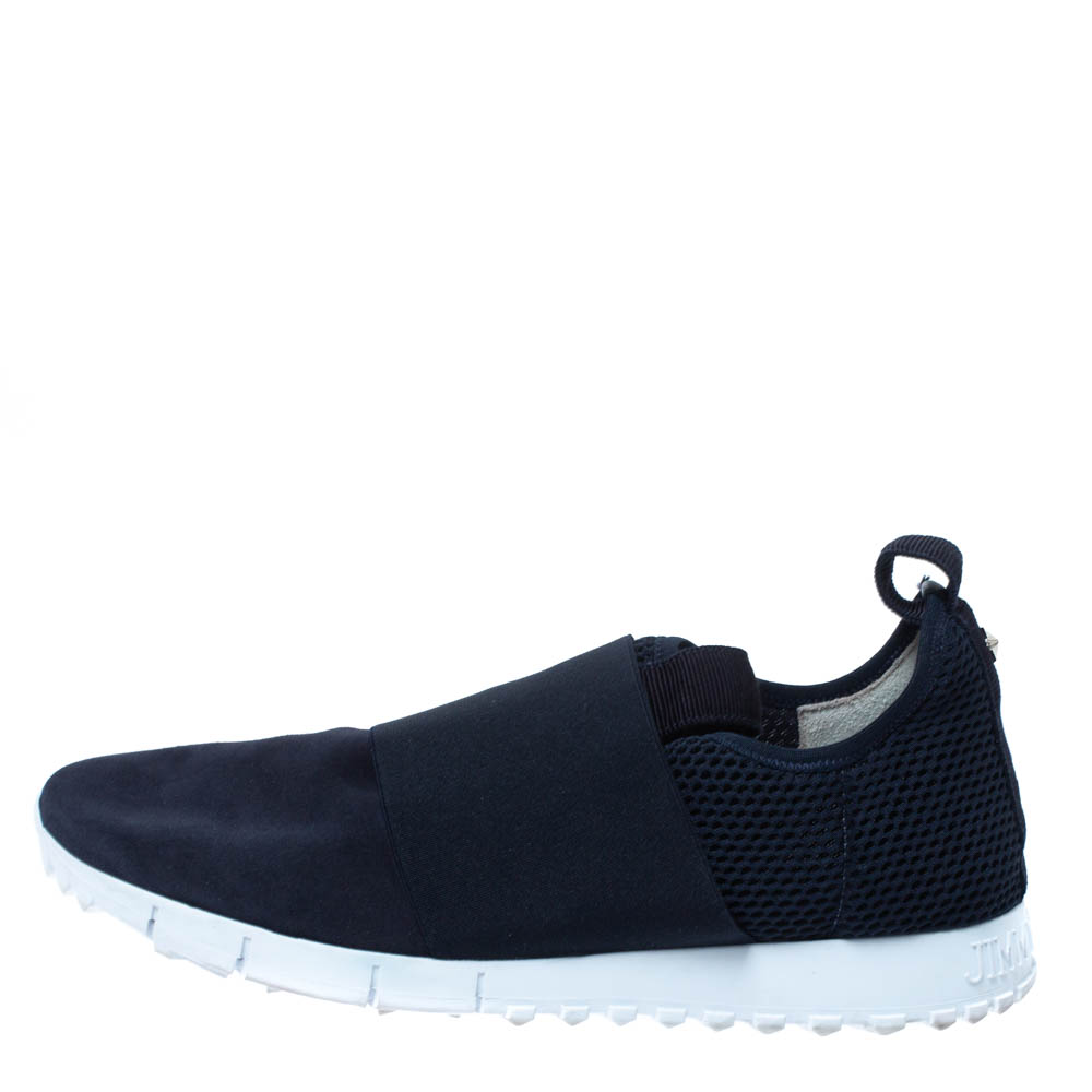 

Jimmy Choo Navy Blue Suede and Mesh Slip On Sneakers Size