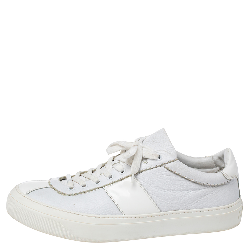 

Jimmy Choo White Leather Low Top Sneakers Size