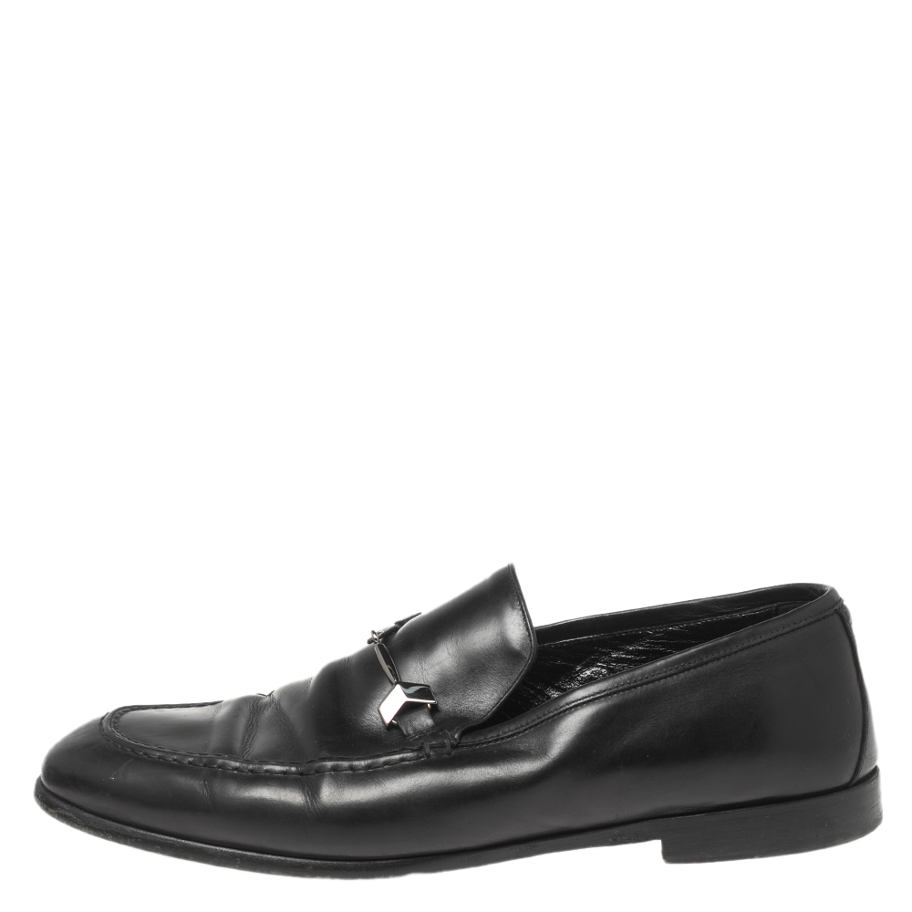 

Jimmy Choo Black Leather Marti Loafers Size