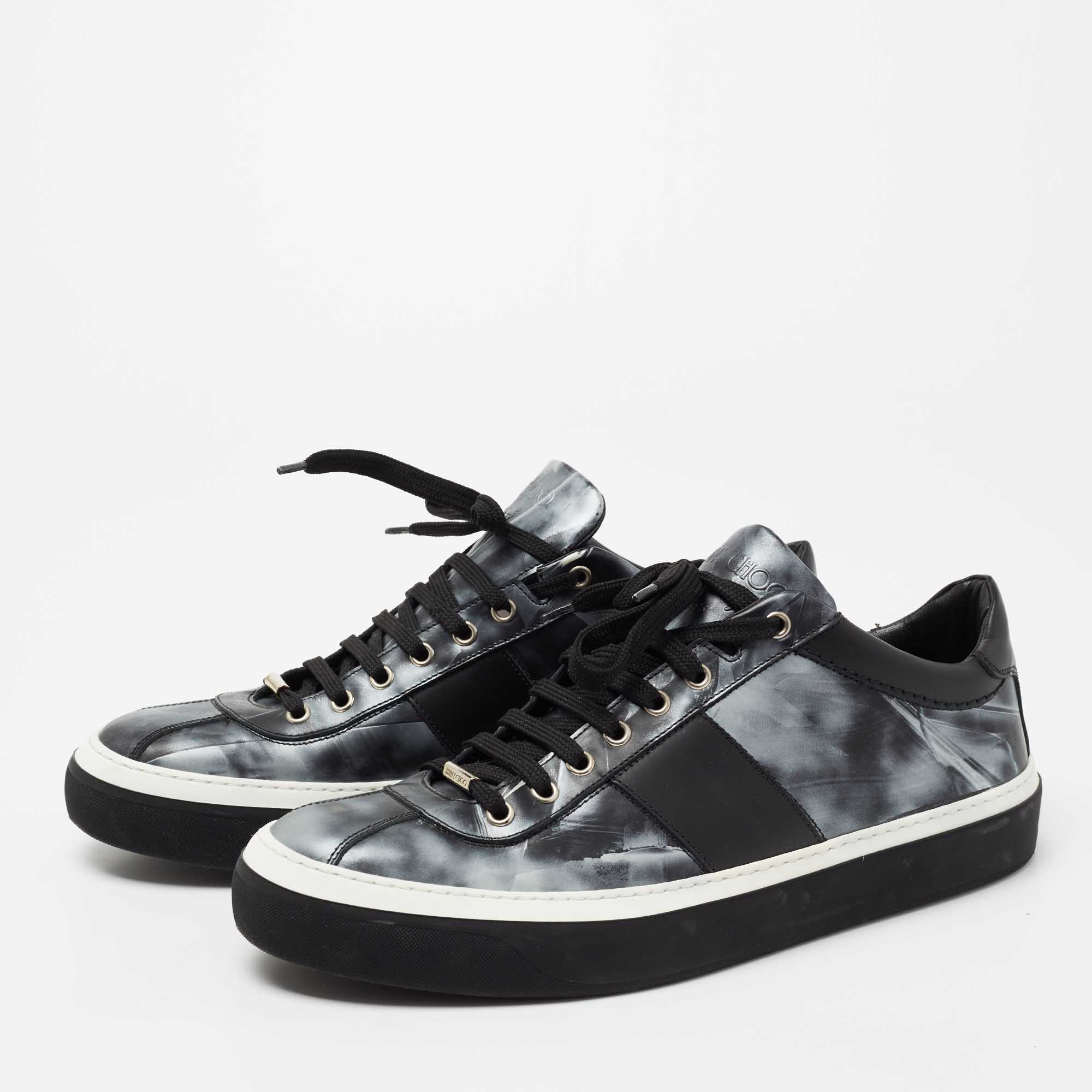 

Jimmy Choo Black/Grey Leather Lace Up Sneakers Size