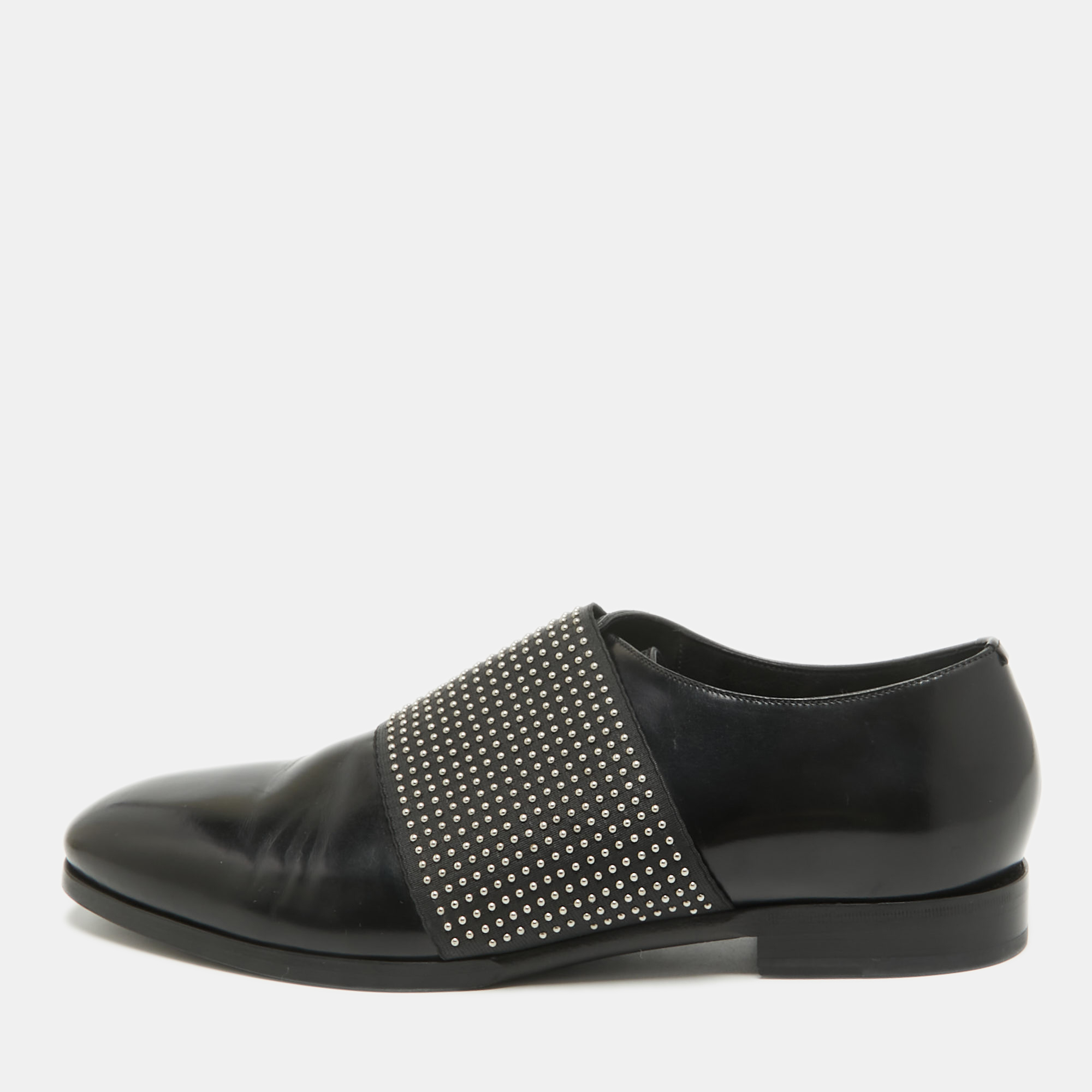 

Jimmy Choo Black Leather Embellished Slip On Loafers Size