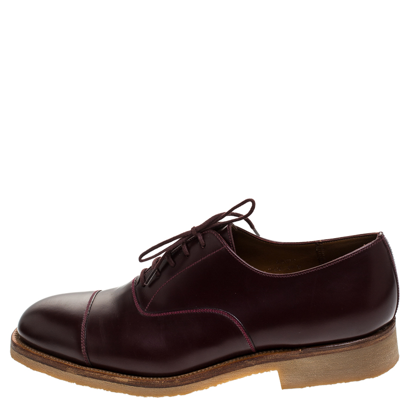 

J.M Weston Burgundy Leather Cap Toe Boxcalf Oxfords Size