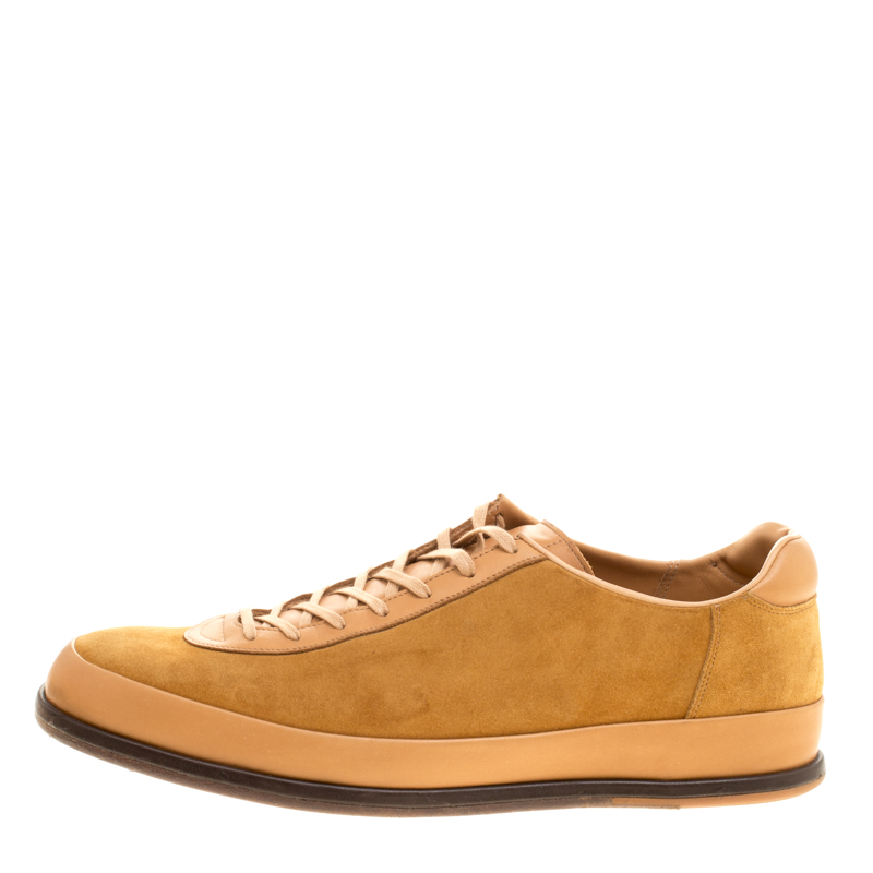 

J.M.Weston Beige Suede and Leather Low Top Sneakers Size