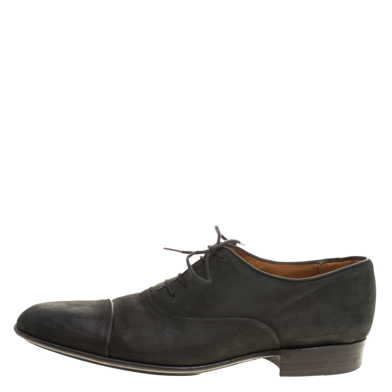 

J.M.Weston Black Suede Lace Up Oxfords Size