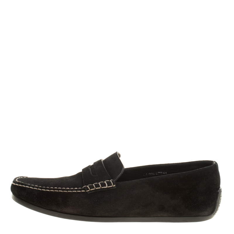 

J.M.Weston Black Suede Penny Loafers Size