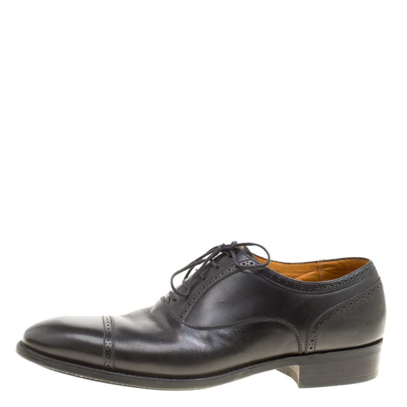 Pre Owned J.M.Weston Black Leather Oxfords Size 43
