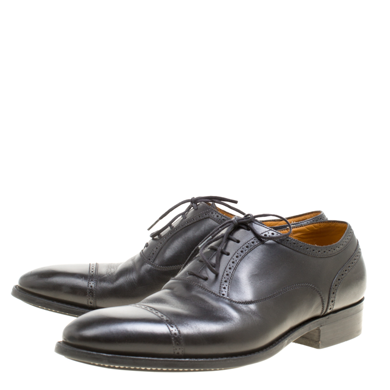 Pre Owned J.M.Weston Black Leather Oxfords Size 43