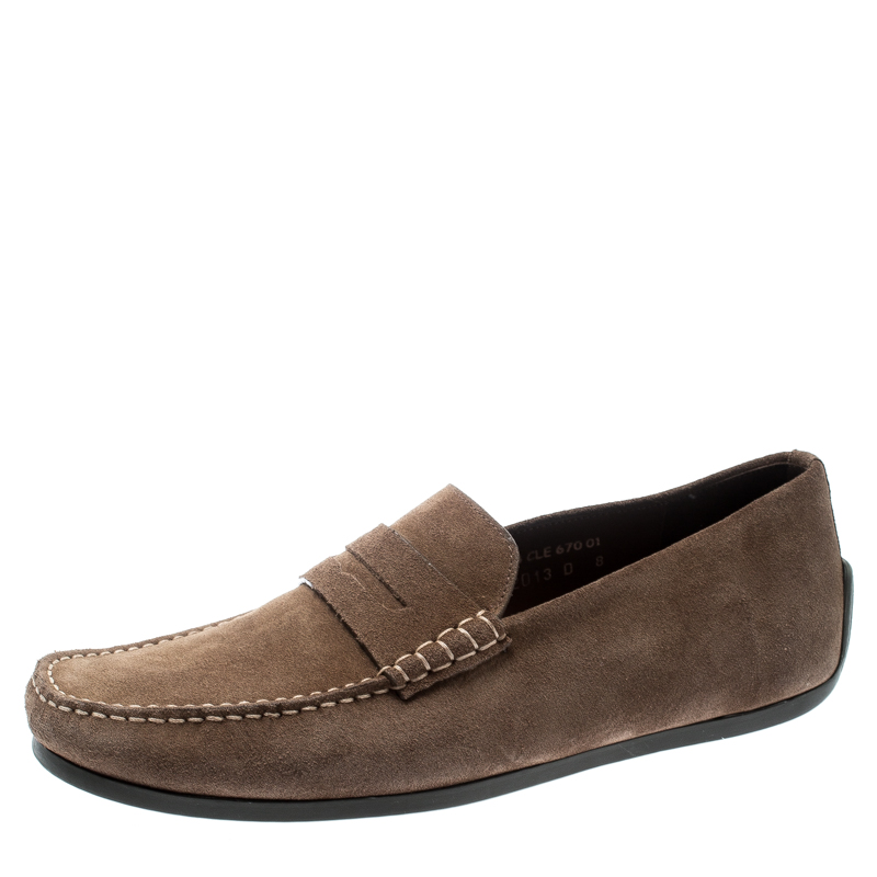 J.M.Weston Light Brown Suede Penny Loafers Size 42.5