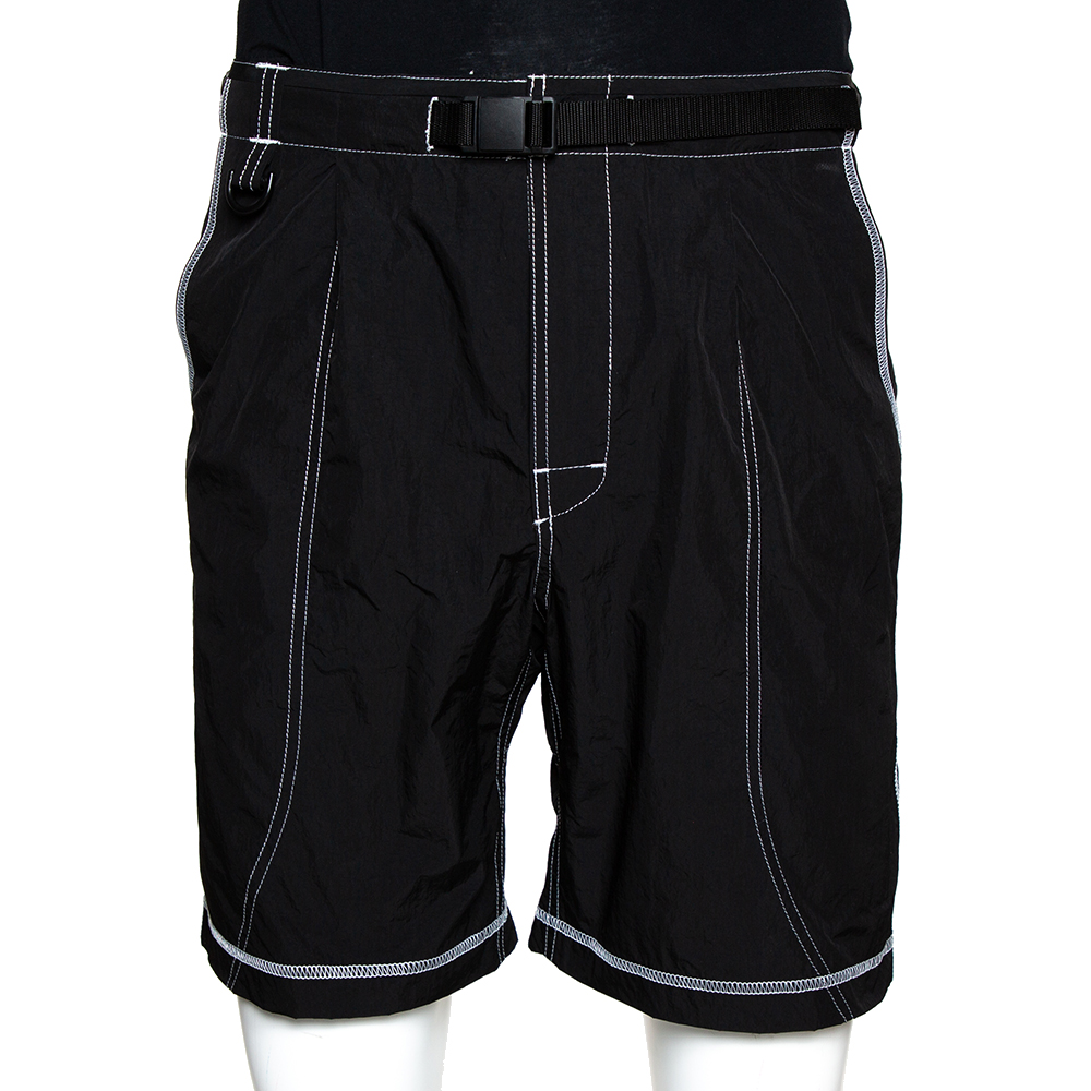 Black Shrunk Nylon Mountain Shorts