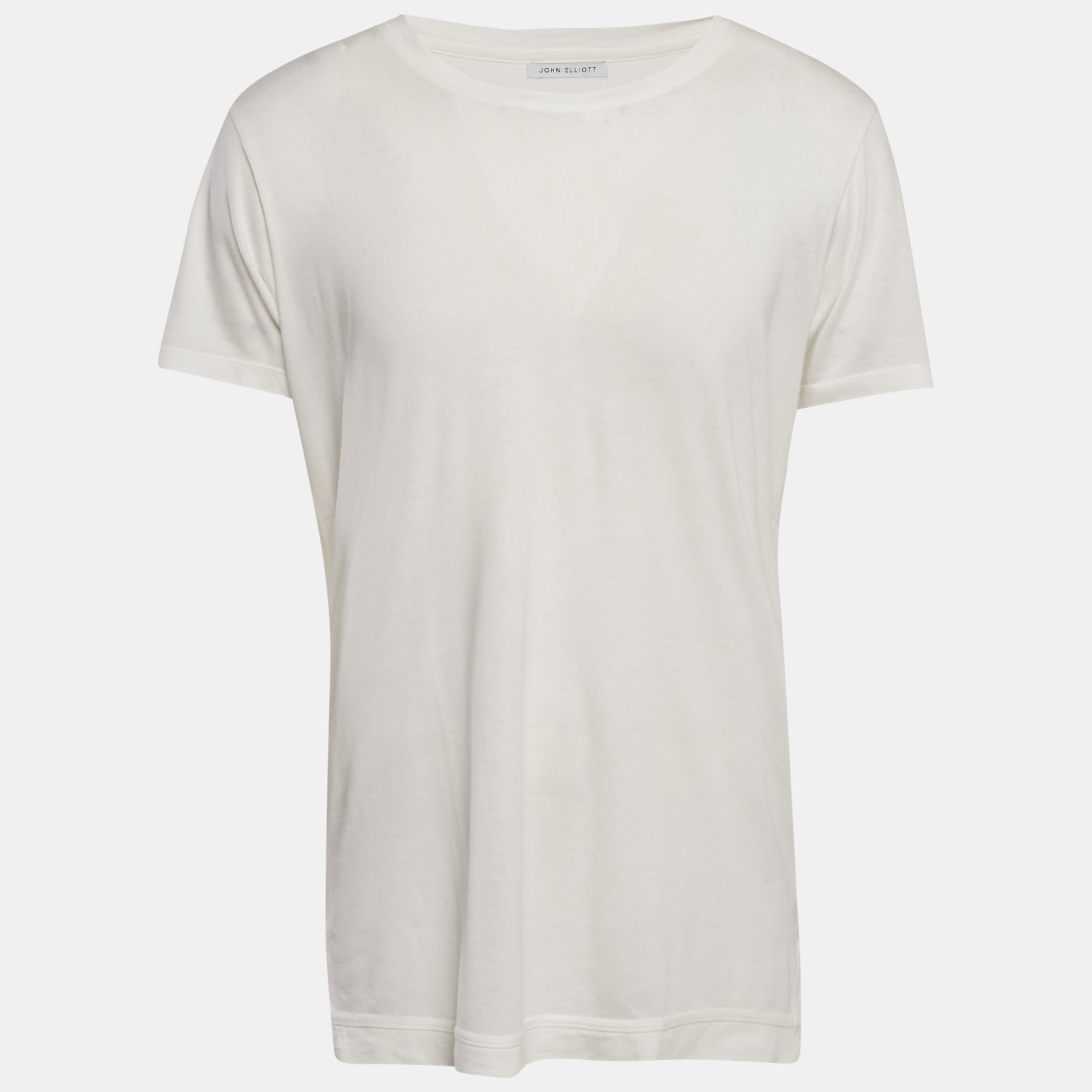 

John Elliott Cream Jersey Crewneck T-Shirt XL
