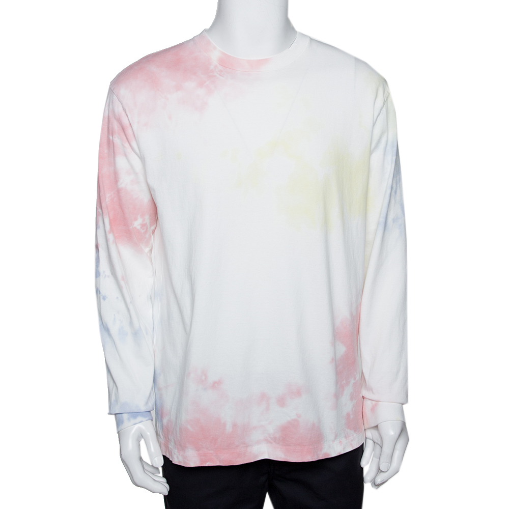 

John Elliott Ink Bloom Tie Dye Cotton University T-Shirt, White