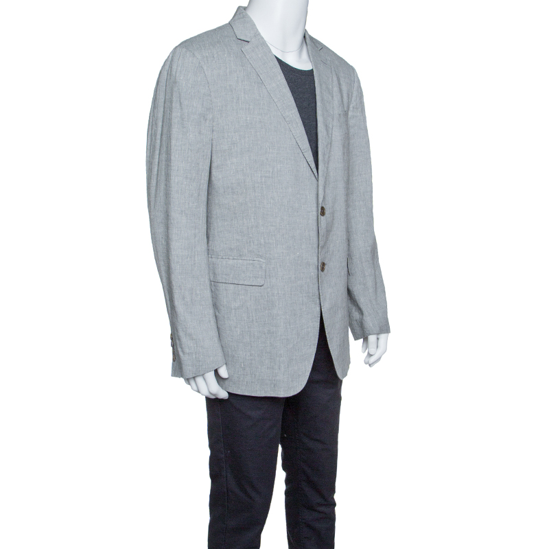 

John Varvatos Grey Slub Linen Tailored Blazer