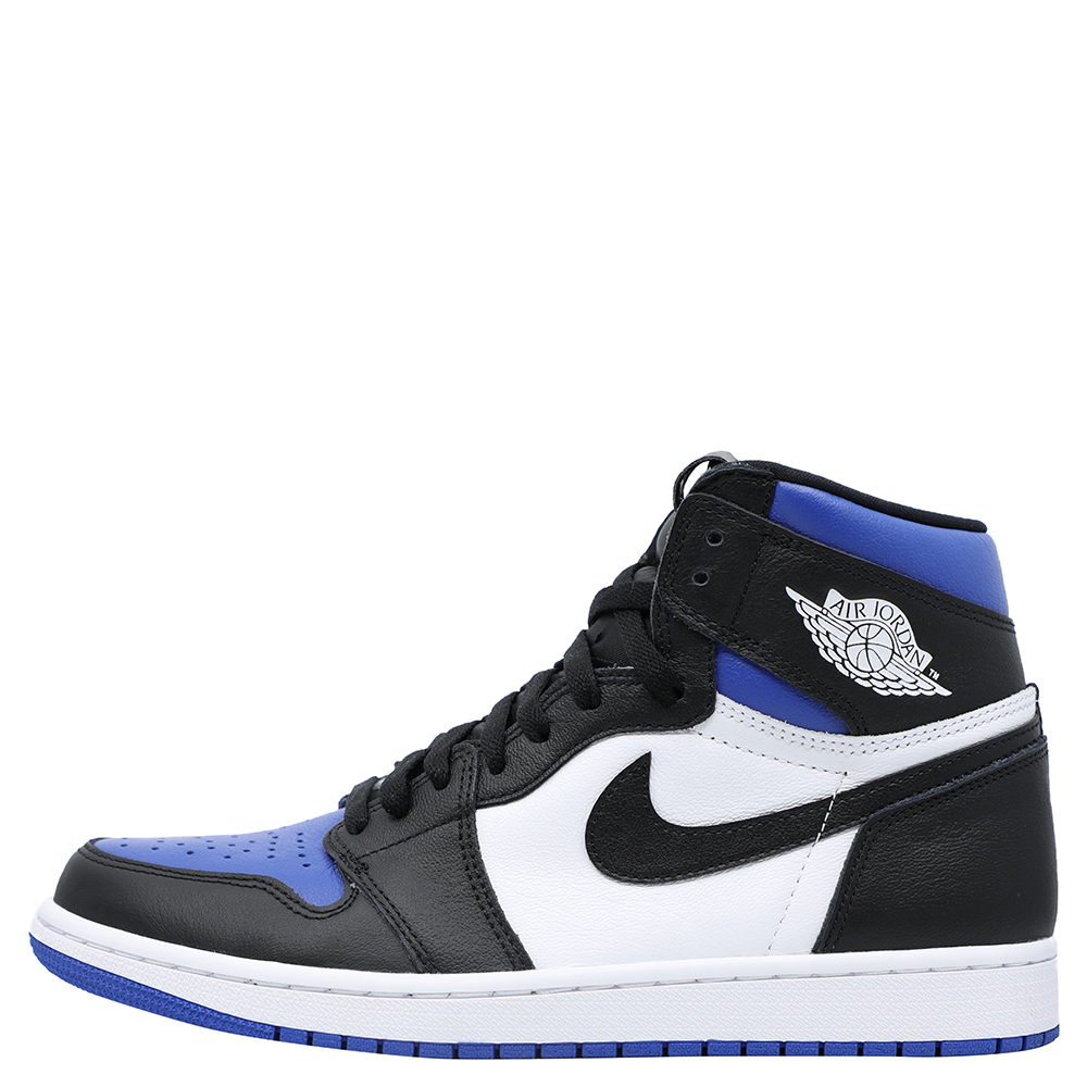 

Jordan Blue/Black Leather Jordan 1 Royal Toe Sneakers Size