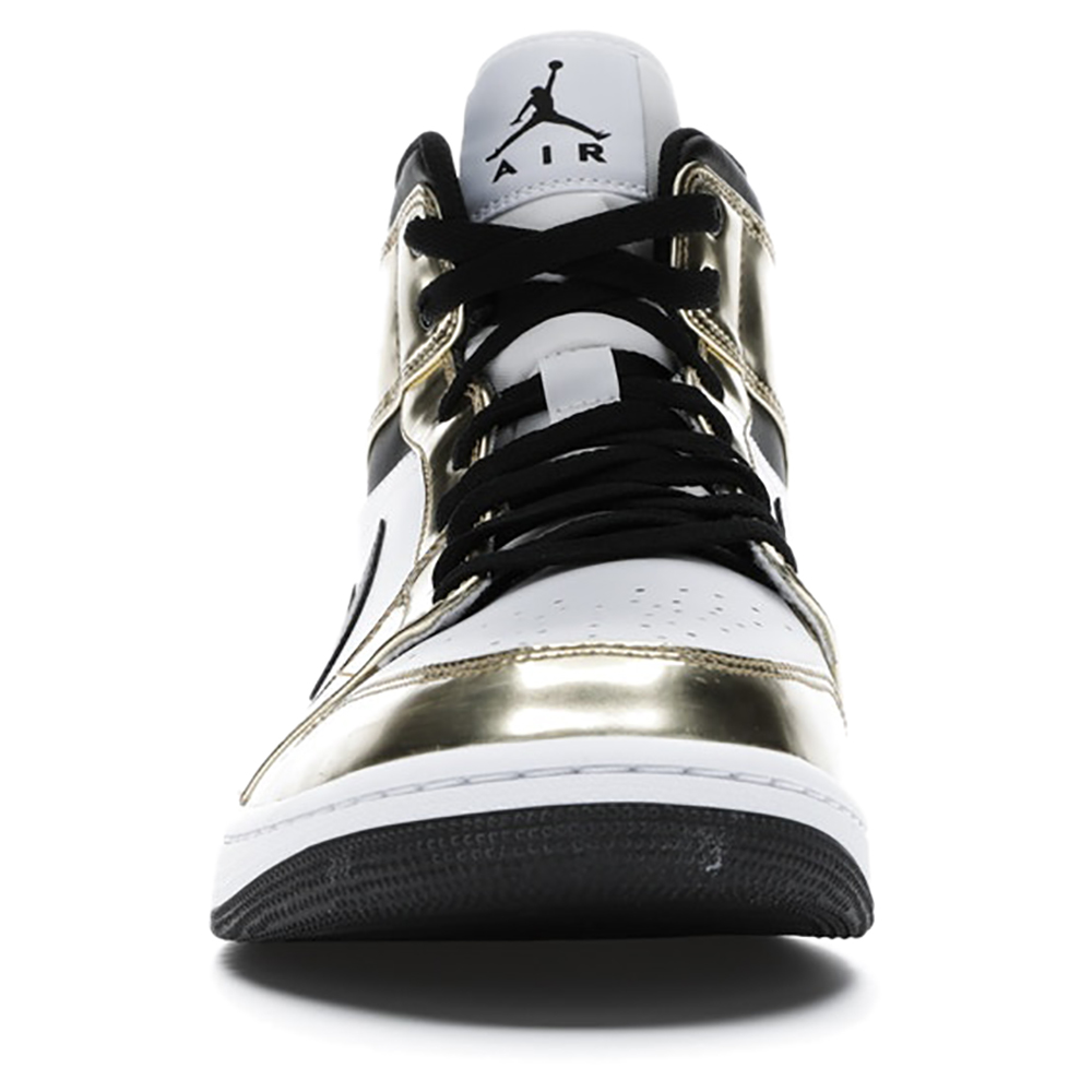 

Nike Jordan 1 Mid Metallic Gold Black White Sneakers US Size10.5 EU Size, Multicolor