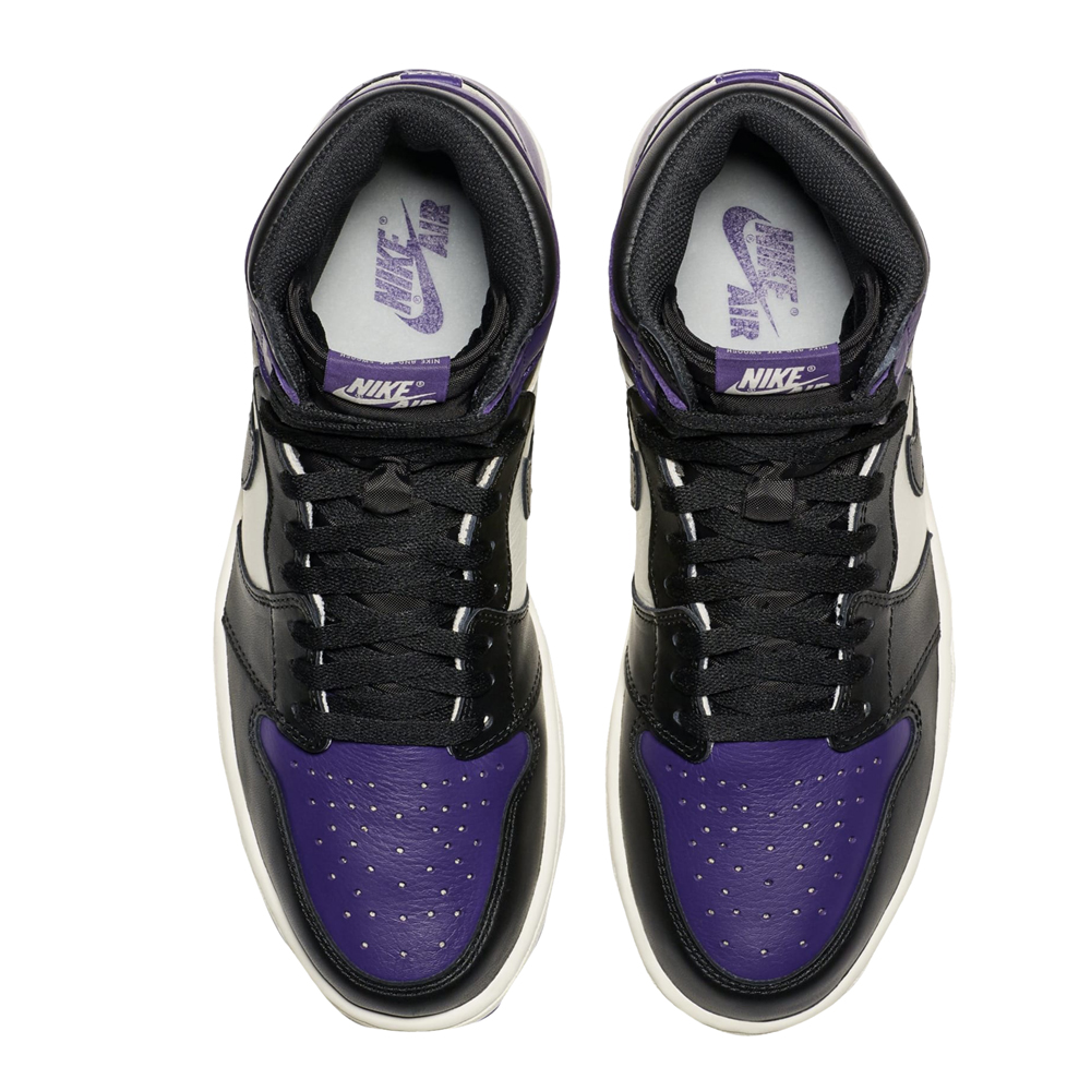 

Jordan 1 Retro High Court Purple Sneakers Size US 8.5 (EU, Black