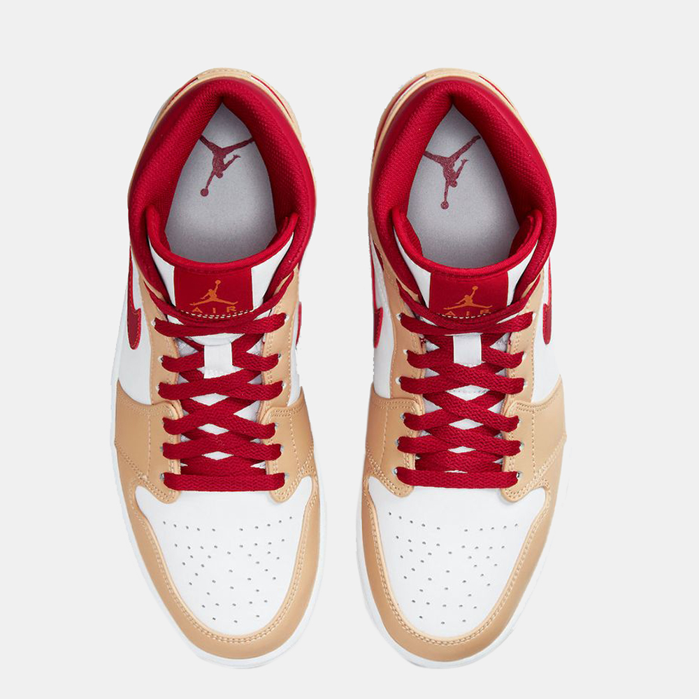 

Jordan 1 Mid Light Curry Cardinal Sneakers Size US 10 (EU, Multicolor
