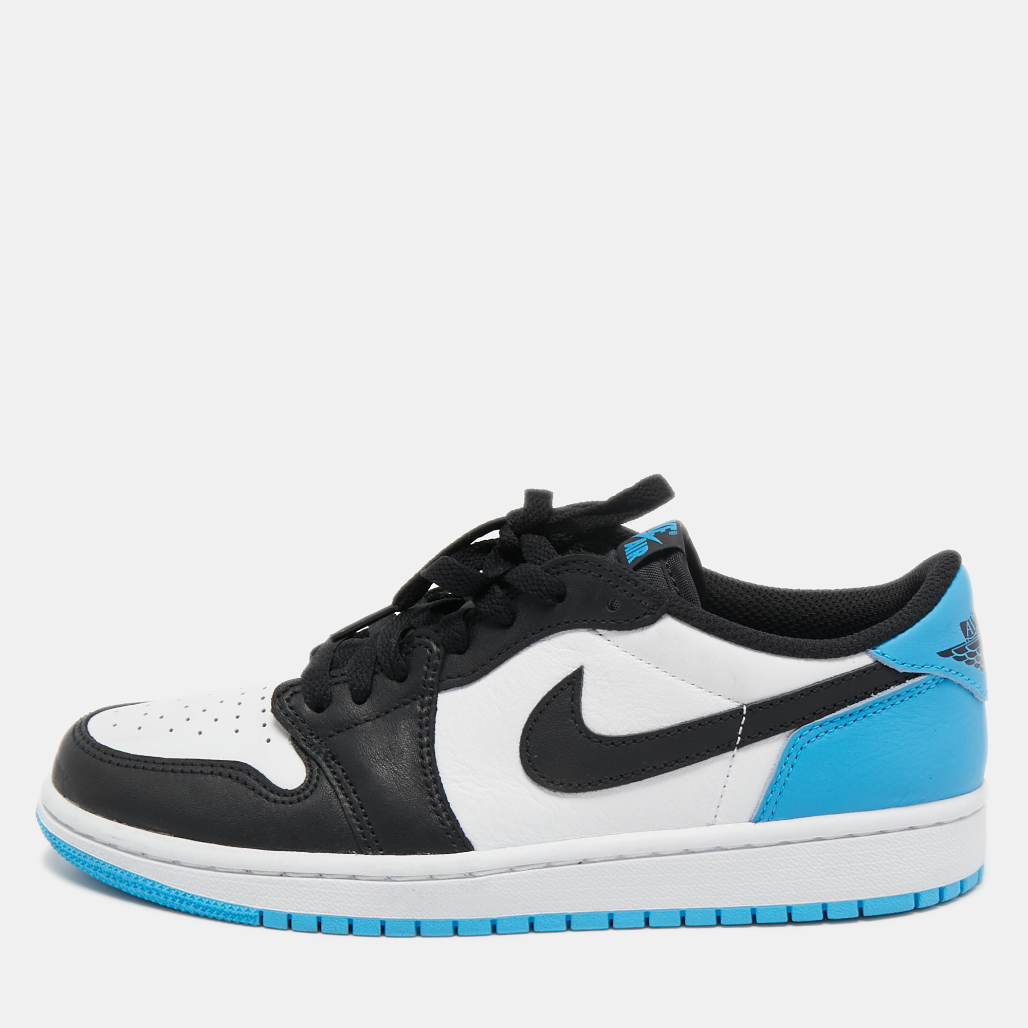 Pre Owned Jordan Blue Leather Jordan-1-Retro-Low Top Sneakers Size 40