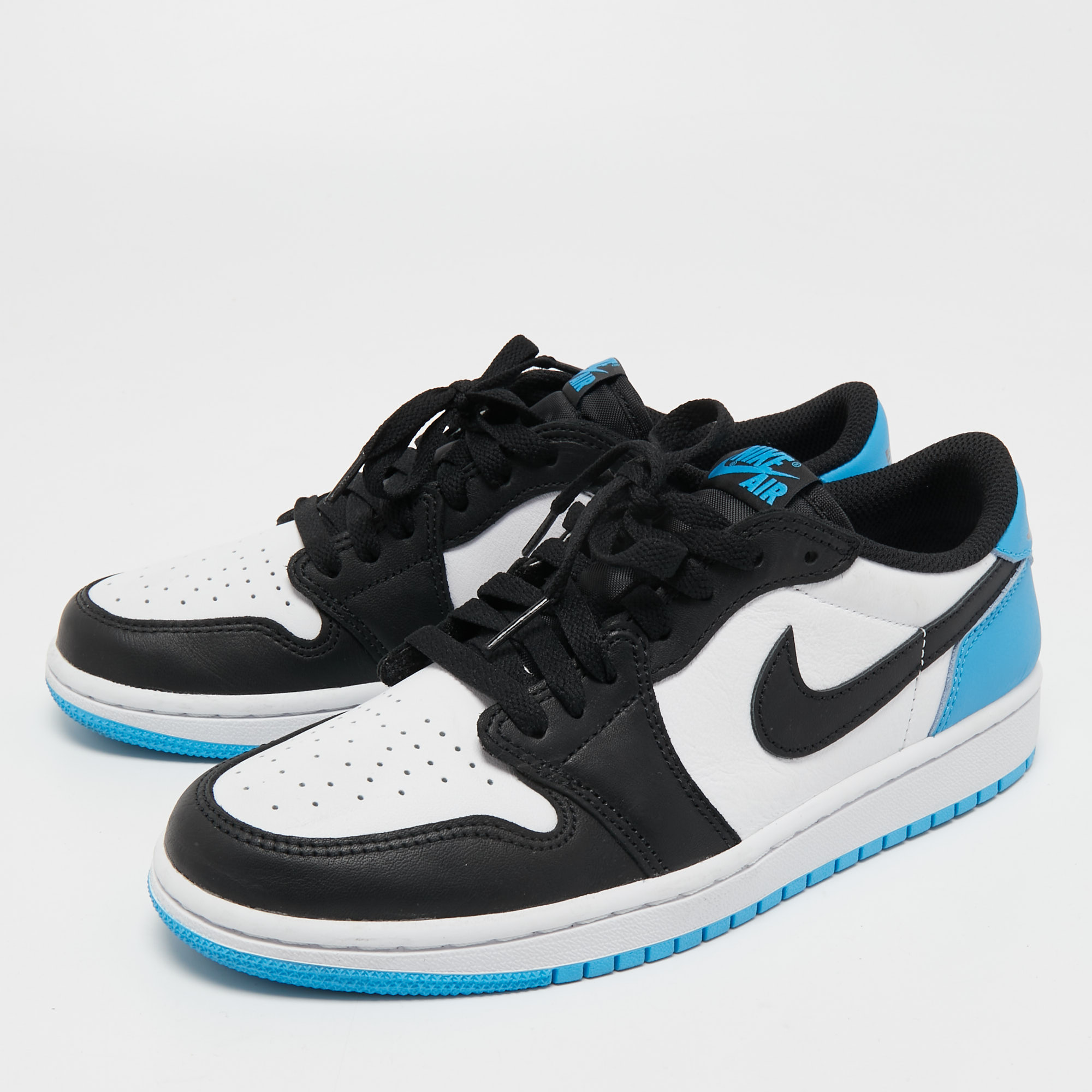 

Jordan Blue Leather Jordan-1-Retro-Low Top Sneakers Size