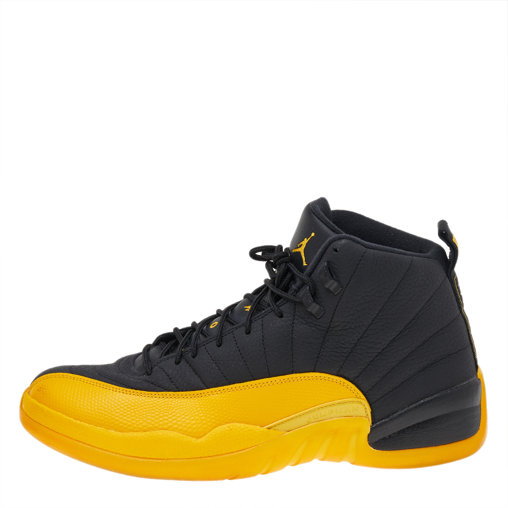 

Jordan 12 Retro Black/Yellow University Gold Sneakers Size