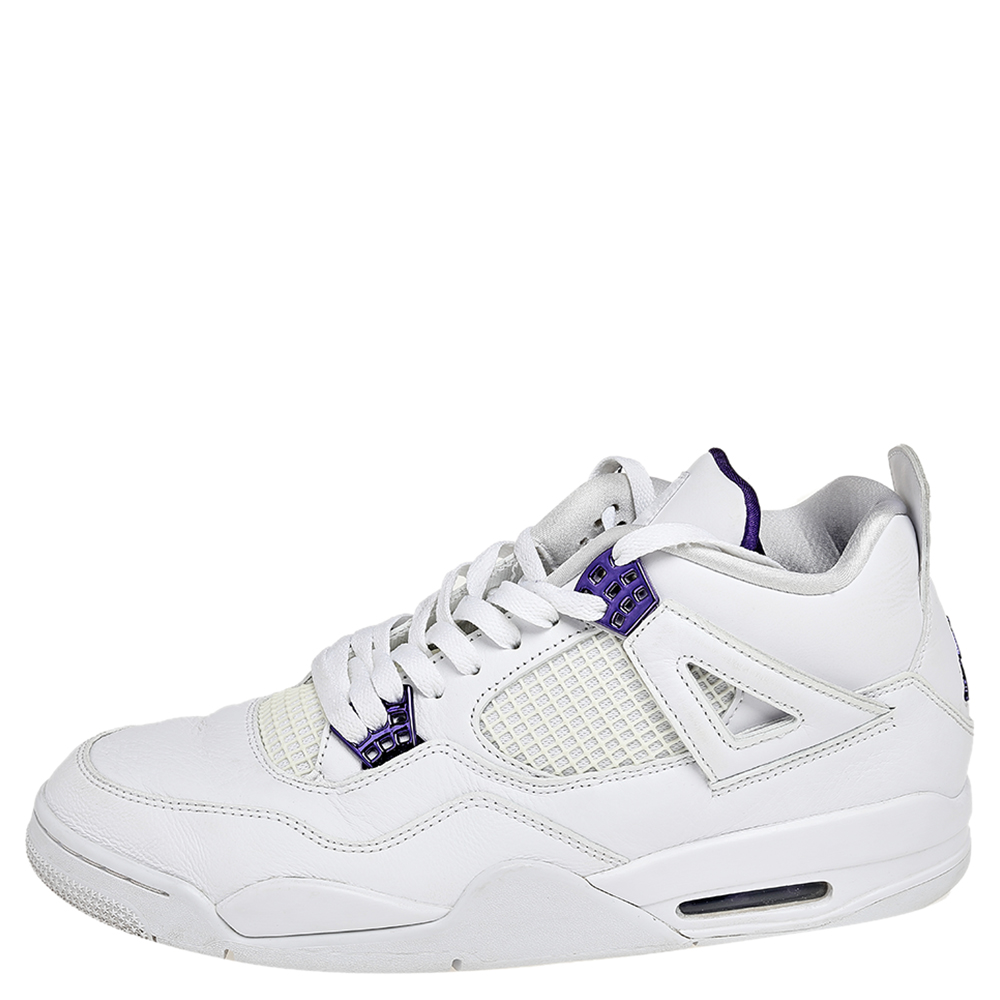 

Nike Jordan White Leather And Mesh 4 Retro Pure Money Sneakers Size