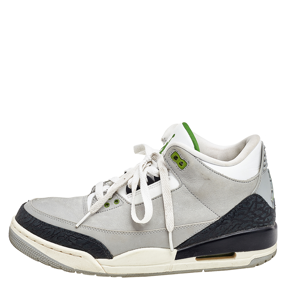 

Jordan Multicolor Leather Air Jordan 3 Retro Chlorophyll High Top Sneakers Size