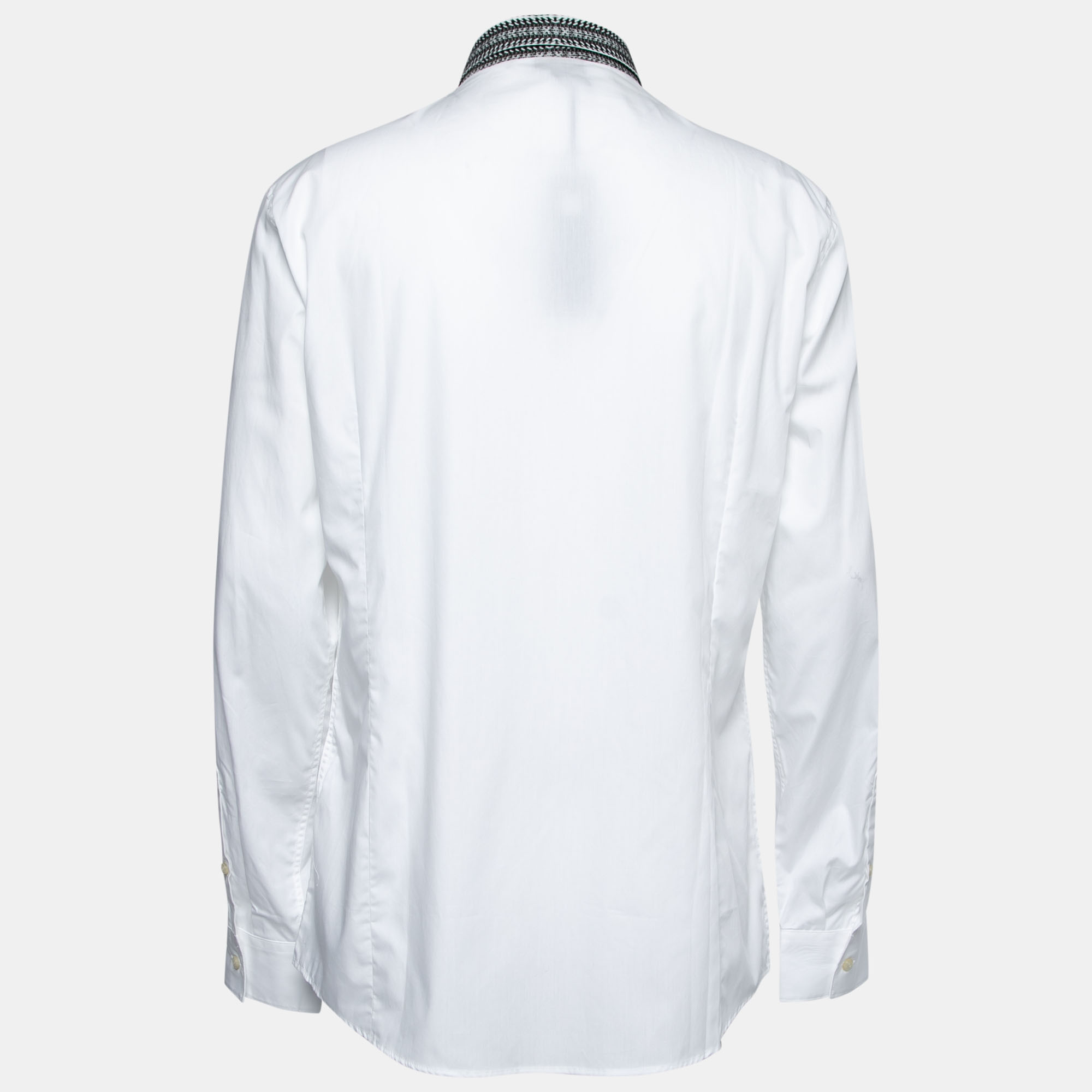 

Just Cavalli White Cotton Contrast Collar Detail Button Front Shirt