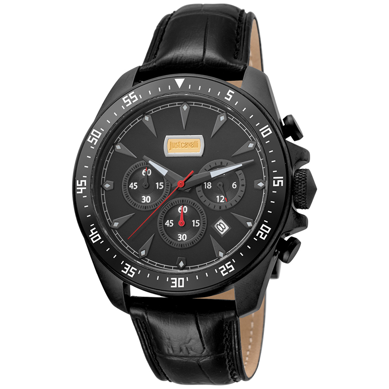 Just Cavalli Black Ion Plated Stainless Steel Sport JC1G013L0035 Men's Wristwatch 44MM