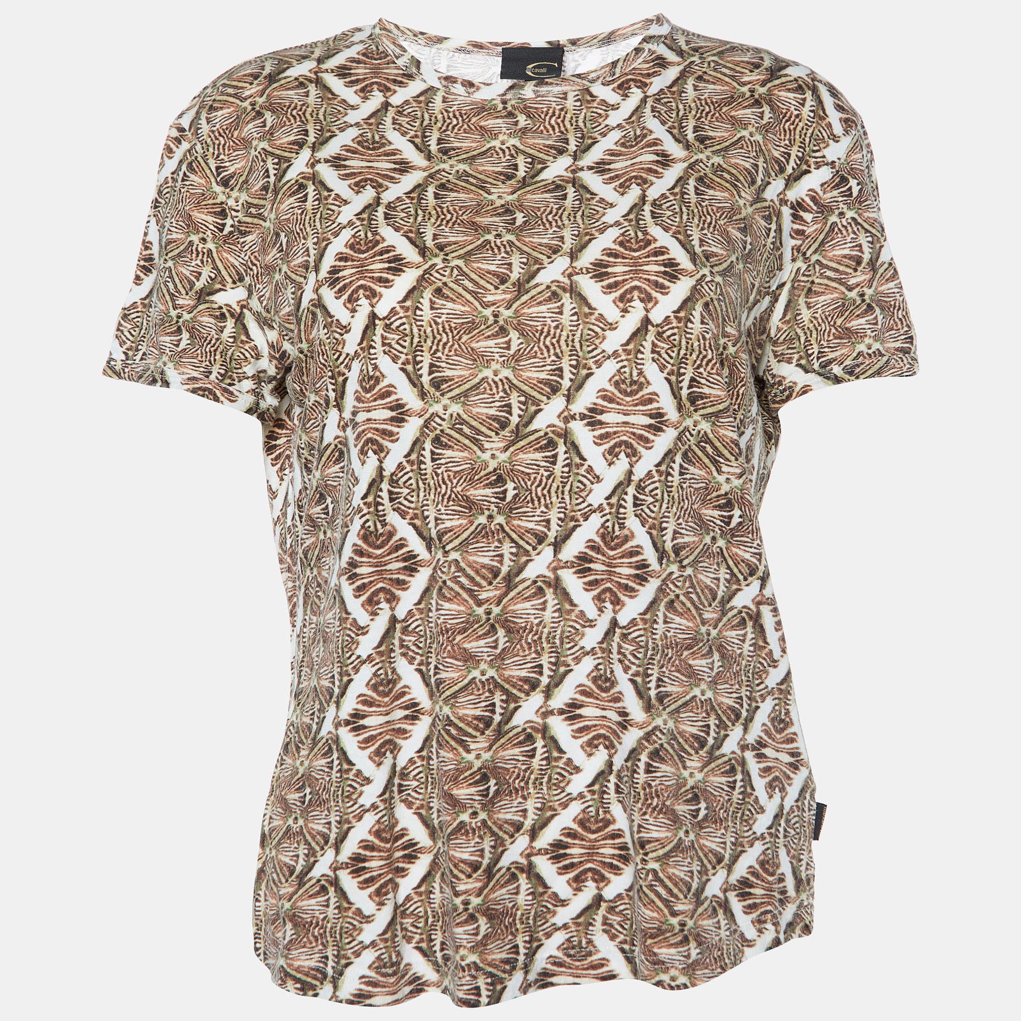 

Just Cavalli Brown Printed Cotton & Modal Fitted T-Shirt L