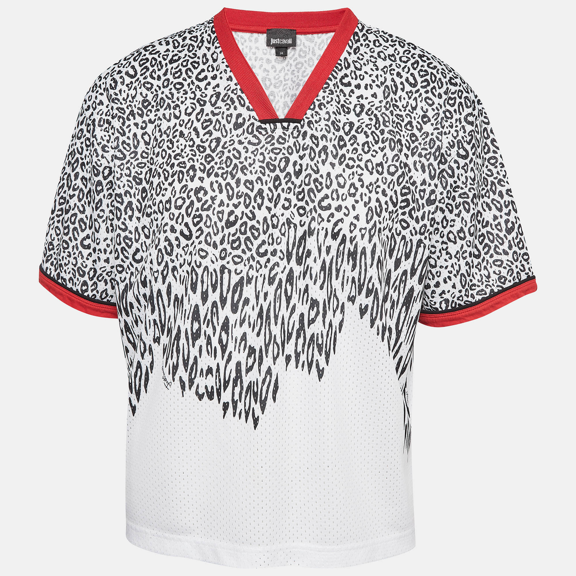 

Just Cavalli White Animal Print Bird Eye Jersey T-Shirt M