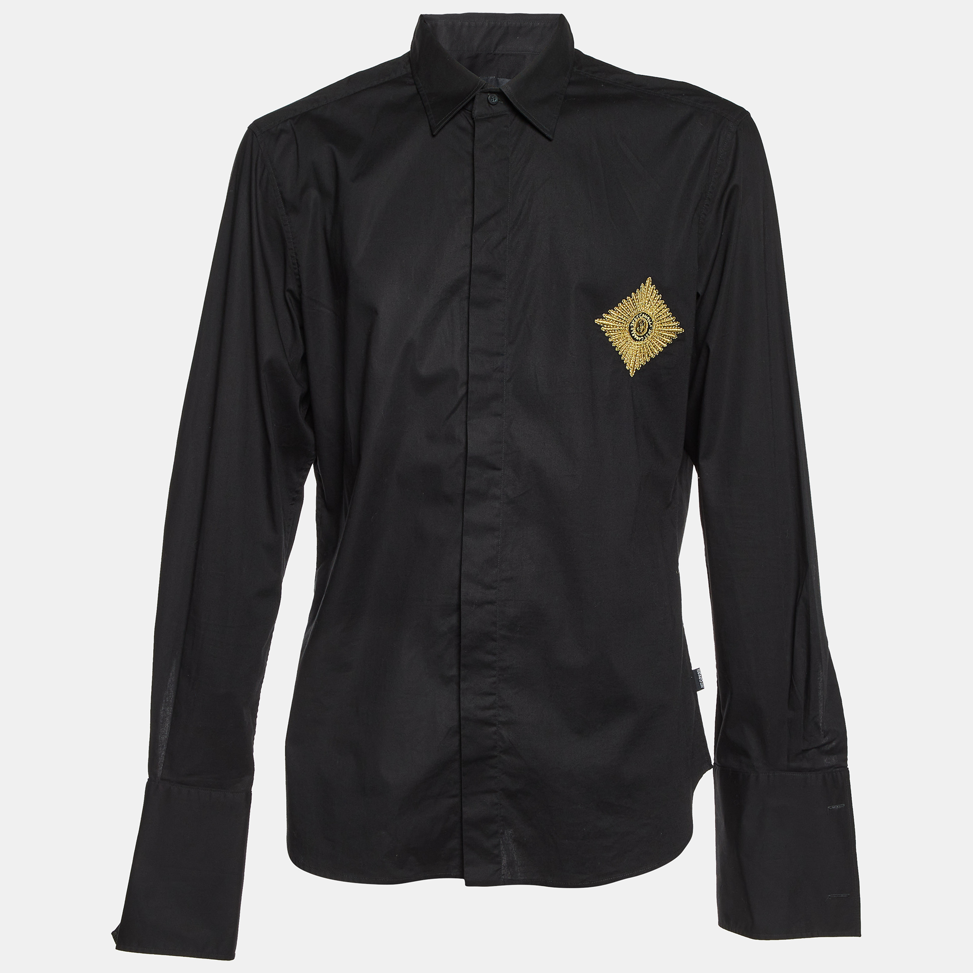 

Just Cavalli Black Embroidered Cotton Buttoned Up Shirt XXXL