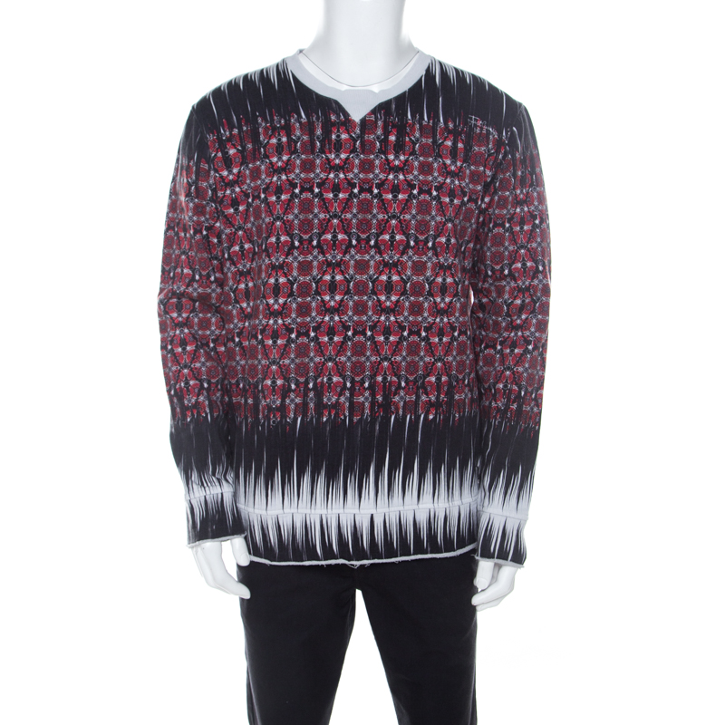 Pre Owned Just Cavalli Multicolor Knit Circle Print Crew Neck Sweatshirt XL 