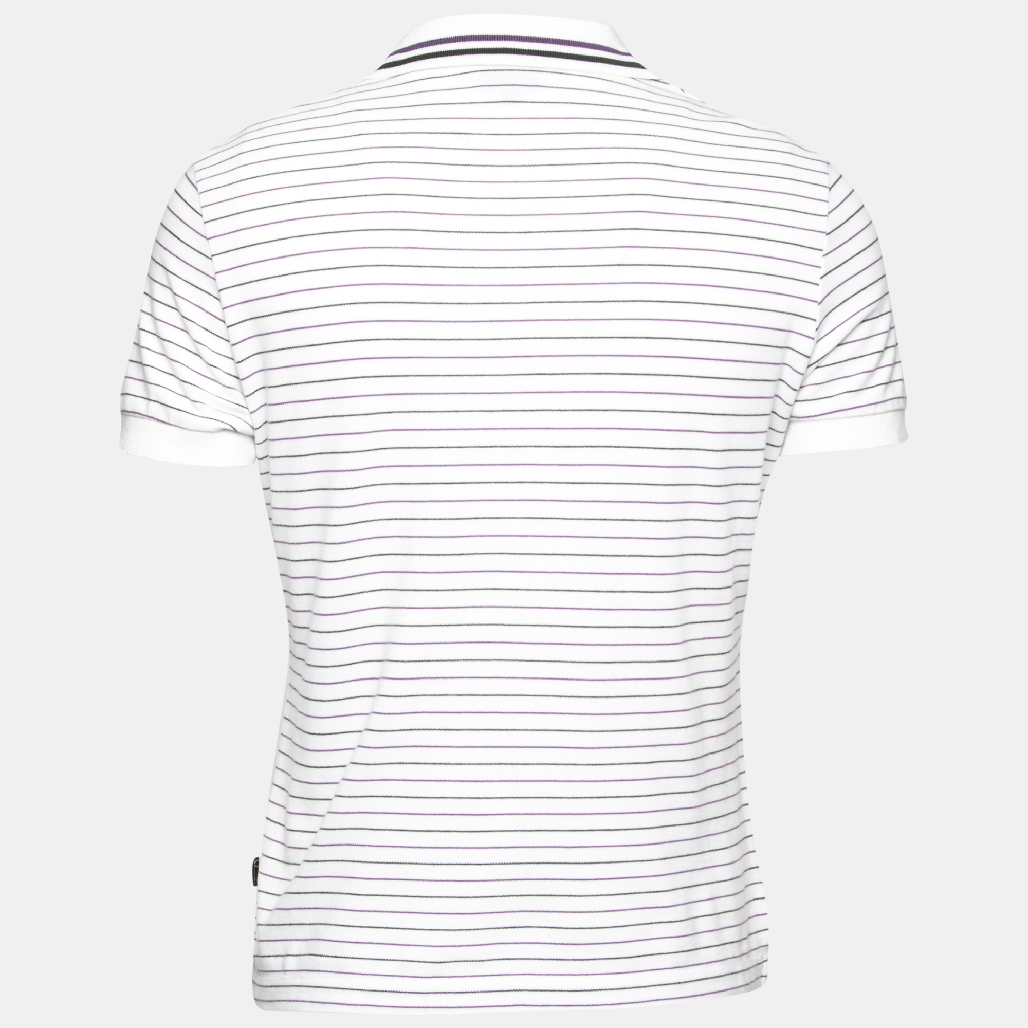 

Just Cavalli White Striped Cotton Embroidered Polo T-shirt